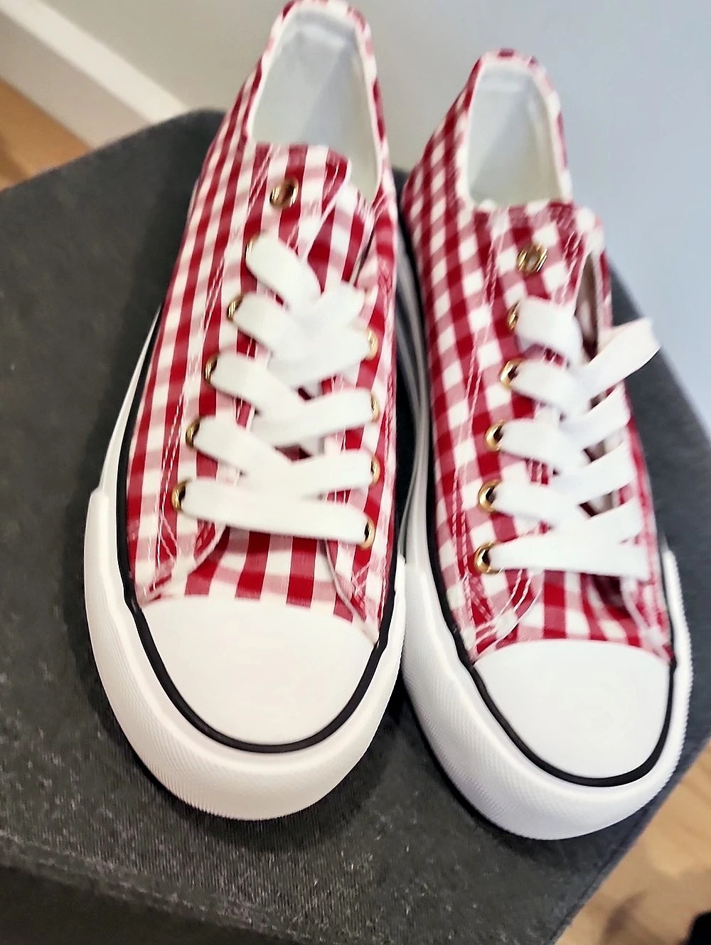 Olivia Miller Gingham Sneakers Red & White US 7  New Condition